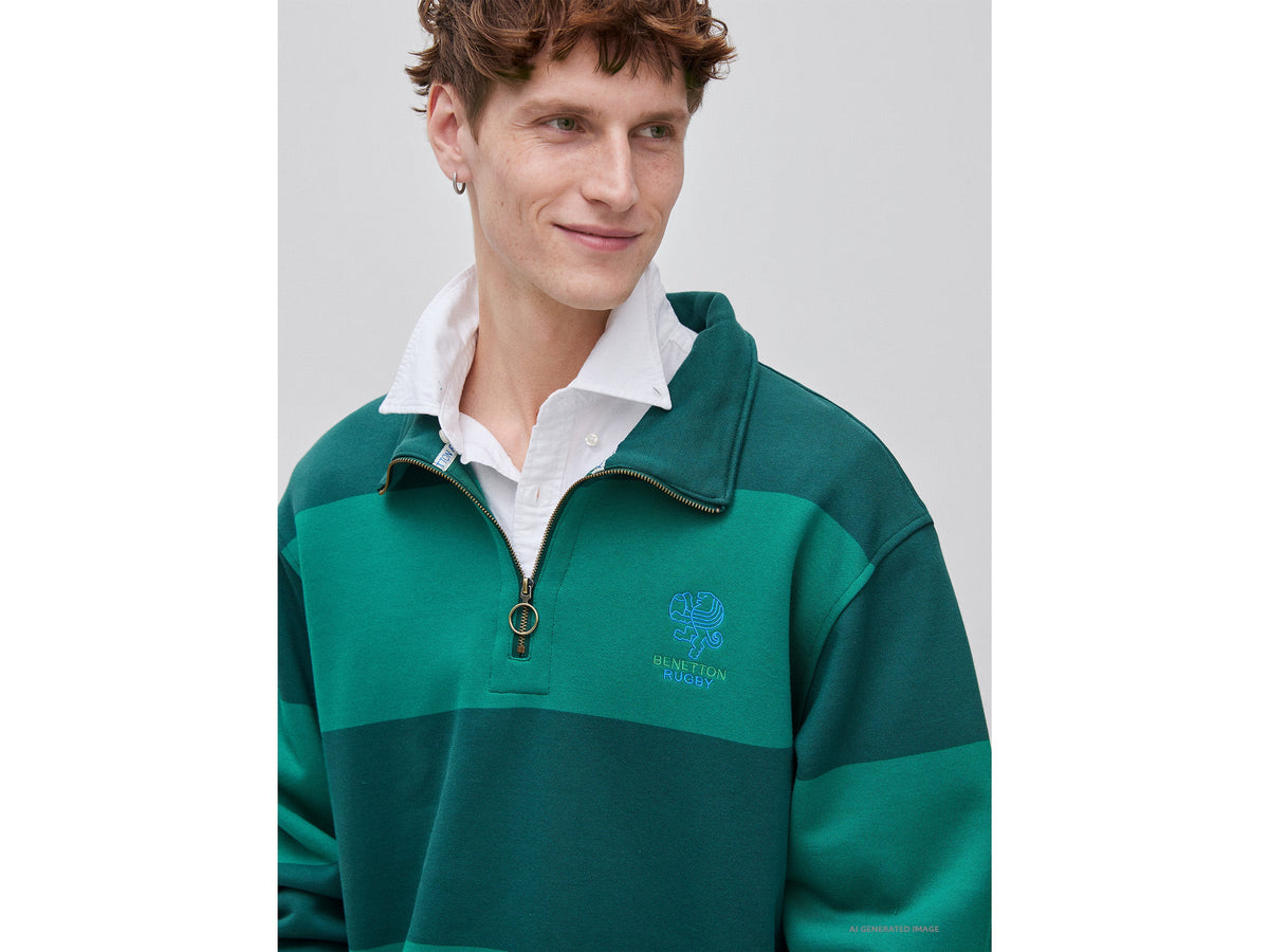 Felpa a righe Benetton Rugby 100% cotone