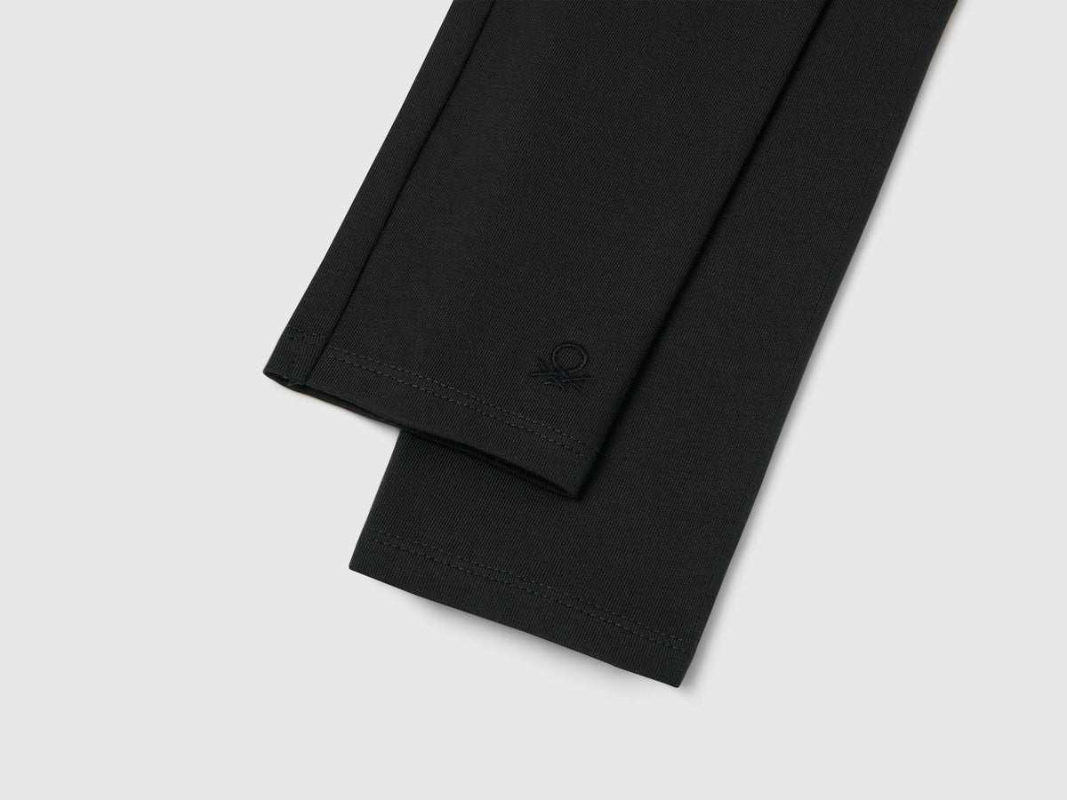 Leggings in cotone stretch con logo