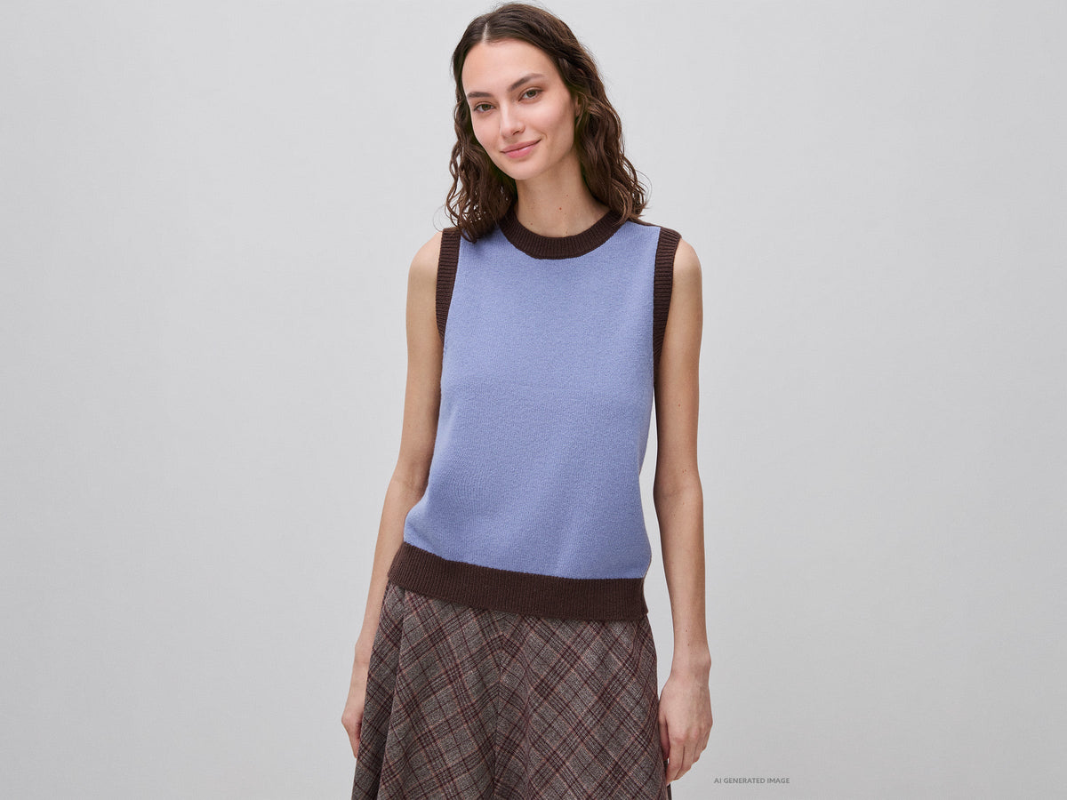 Gilet in maglia color block 100% lana
