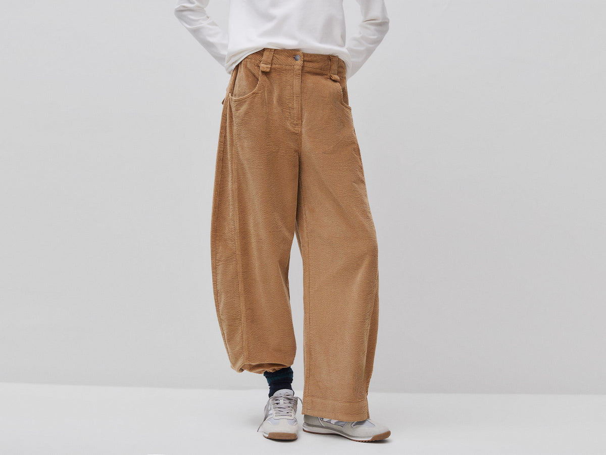 Pantaloni barrel fit in velluto a costine
