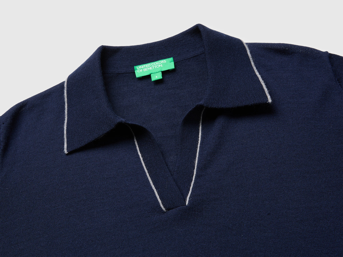 Polo in maglia in pura lana Merino