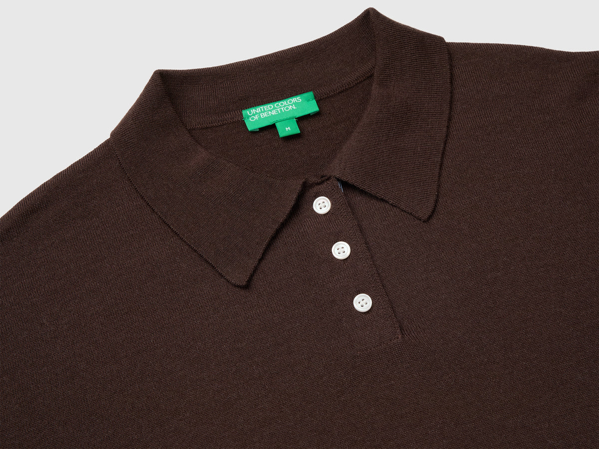 Maglia a polo in misto lana