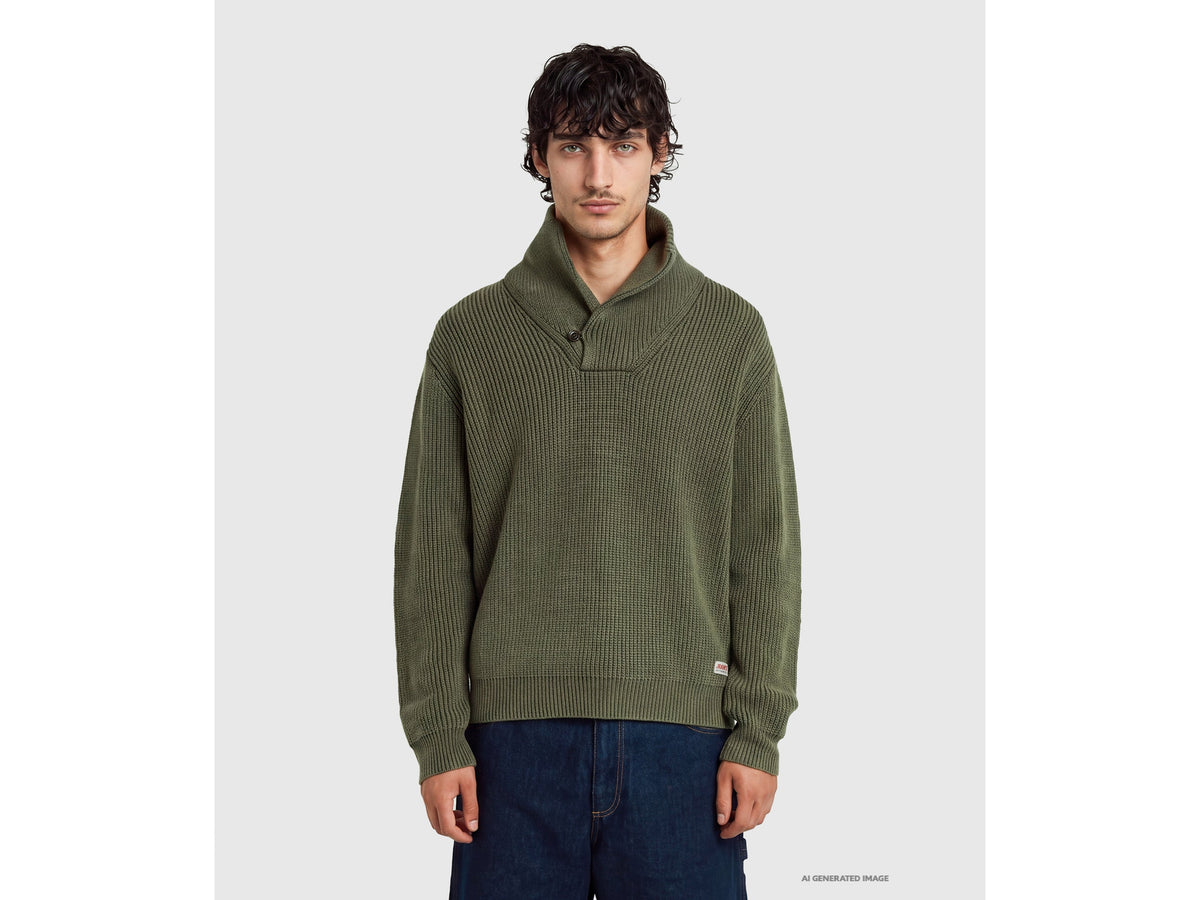 Maglia con collo a scialle 100% lana