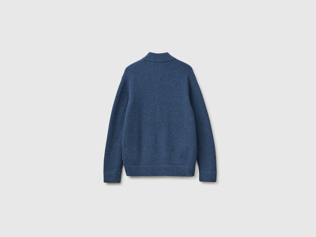 Bomber in maglia di misto lana