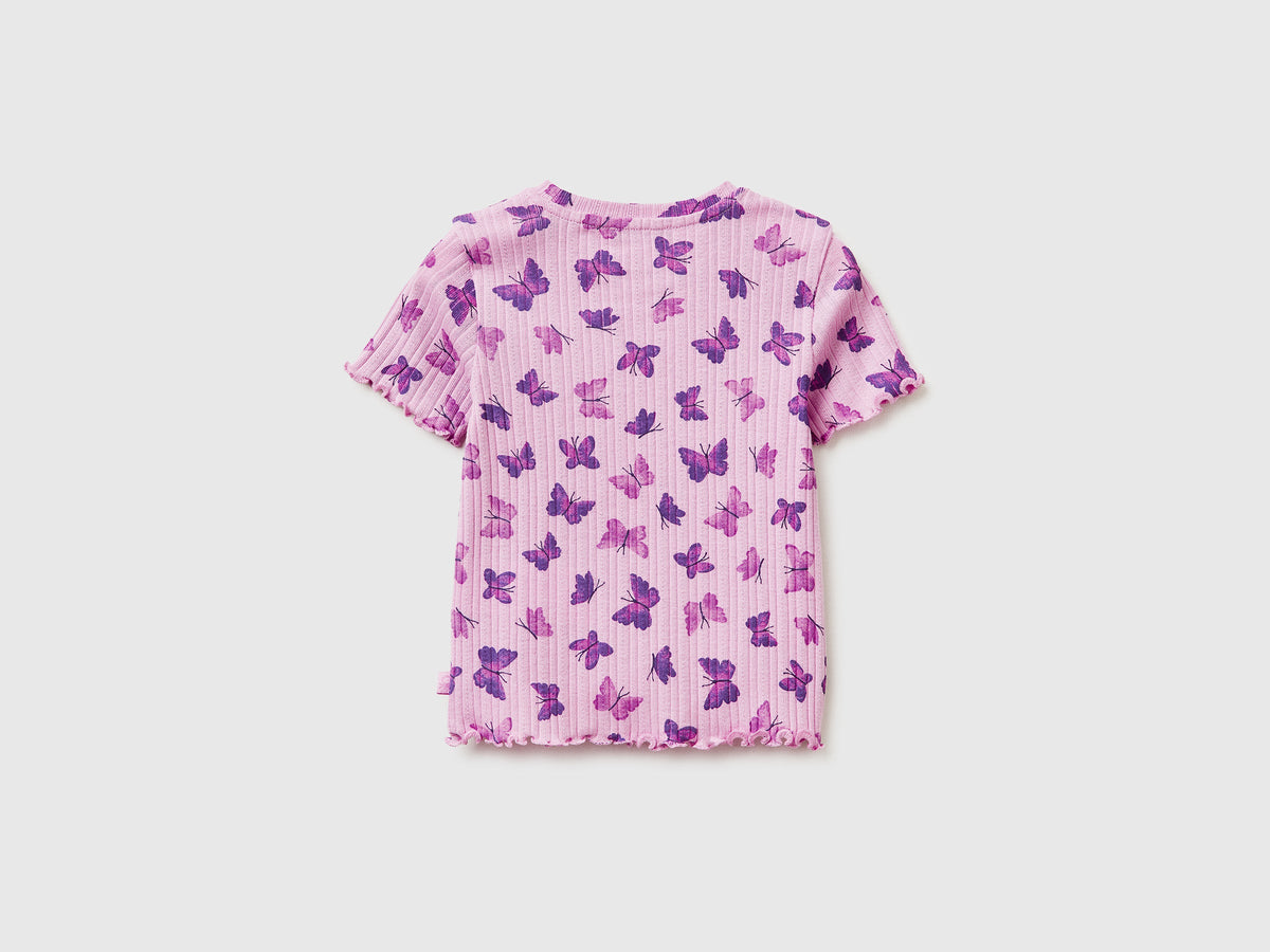 T-shirt stampata a costine