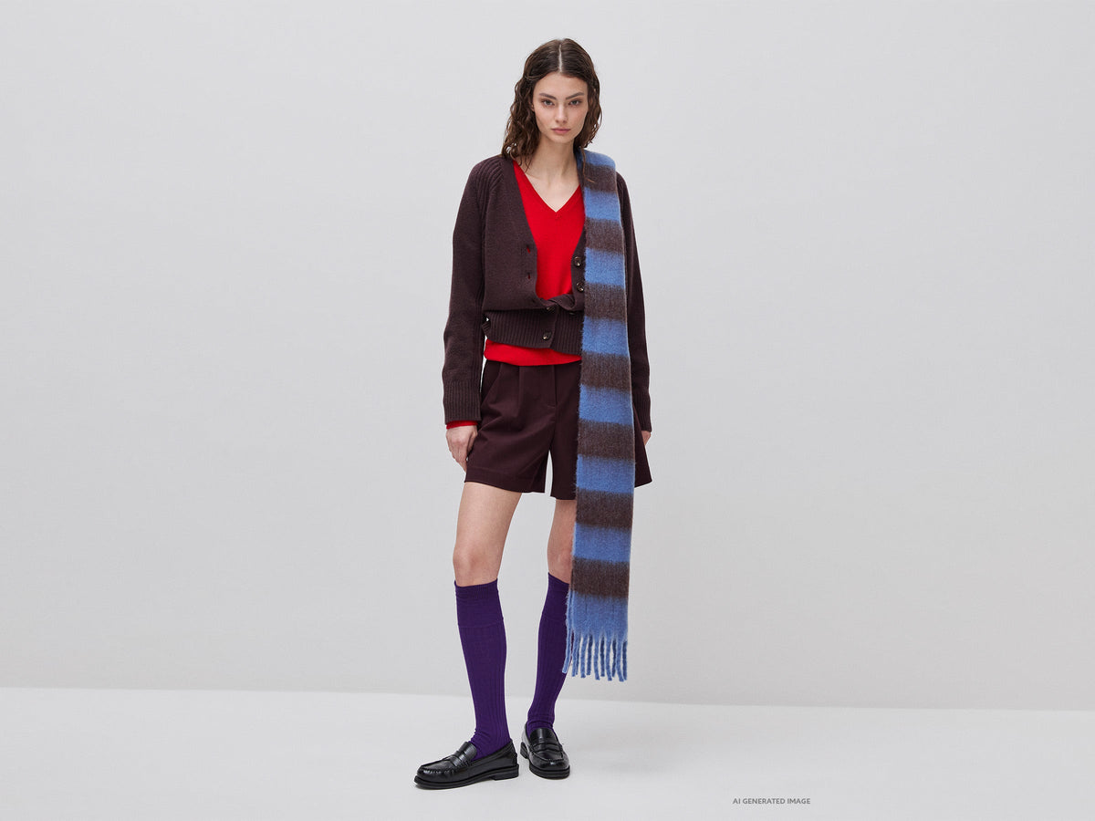 Cardigan over fit in misto lana