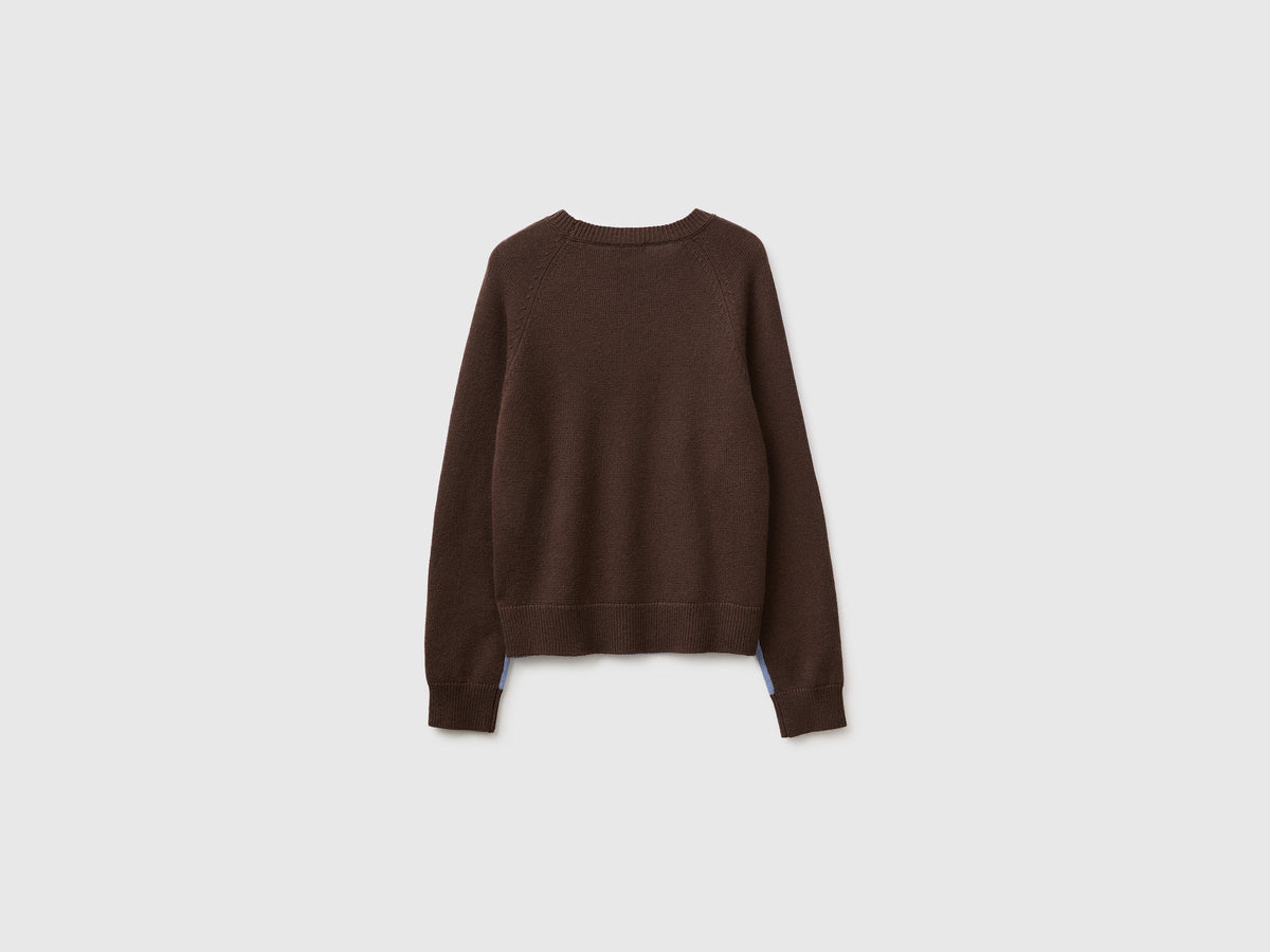 Maglia color block 100% lana