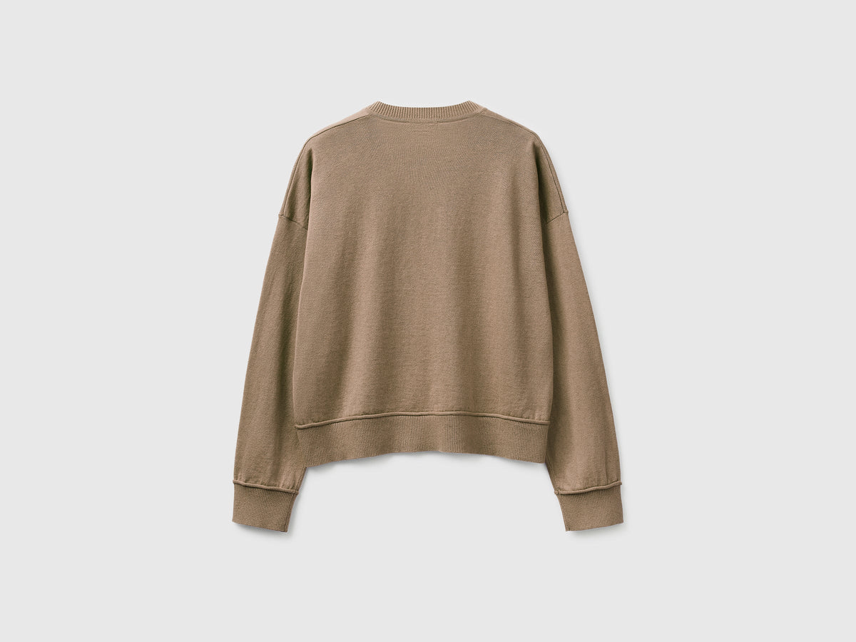 Maglia scollo a V in cotone e lana