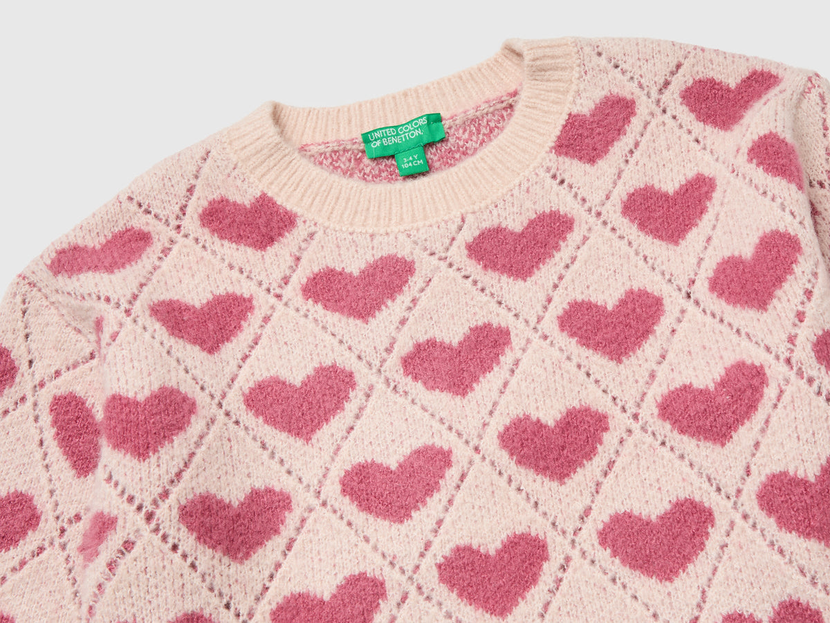 Maglia con intarsio cuori