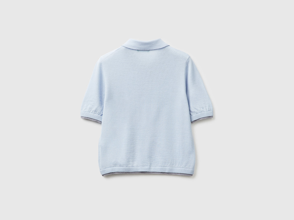 Maglia a polo 100% lana Merino