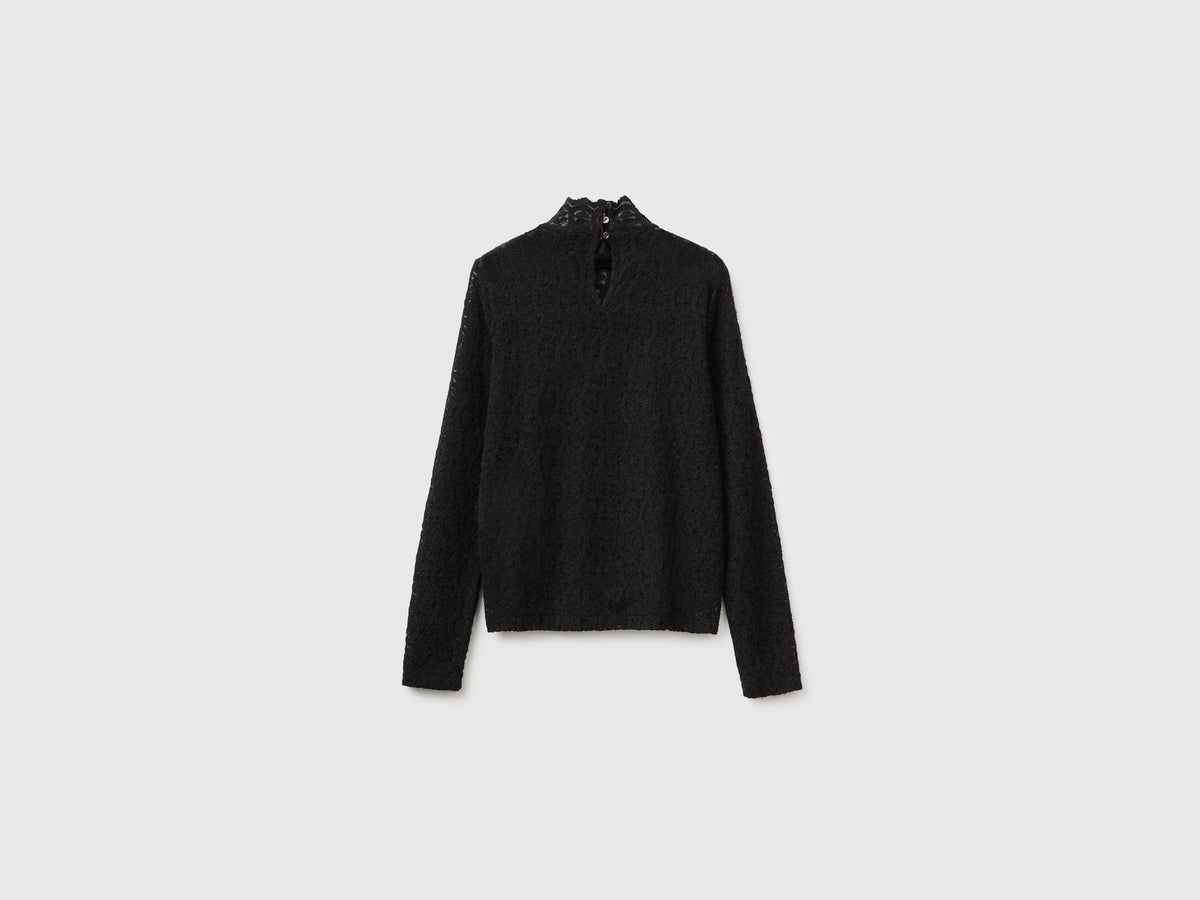 Blusa collo alto in pizzo
