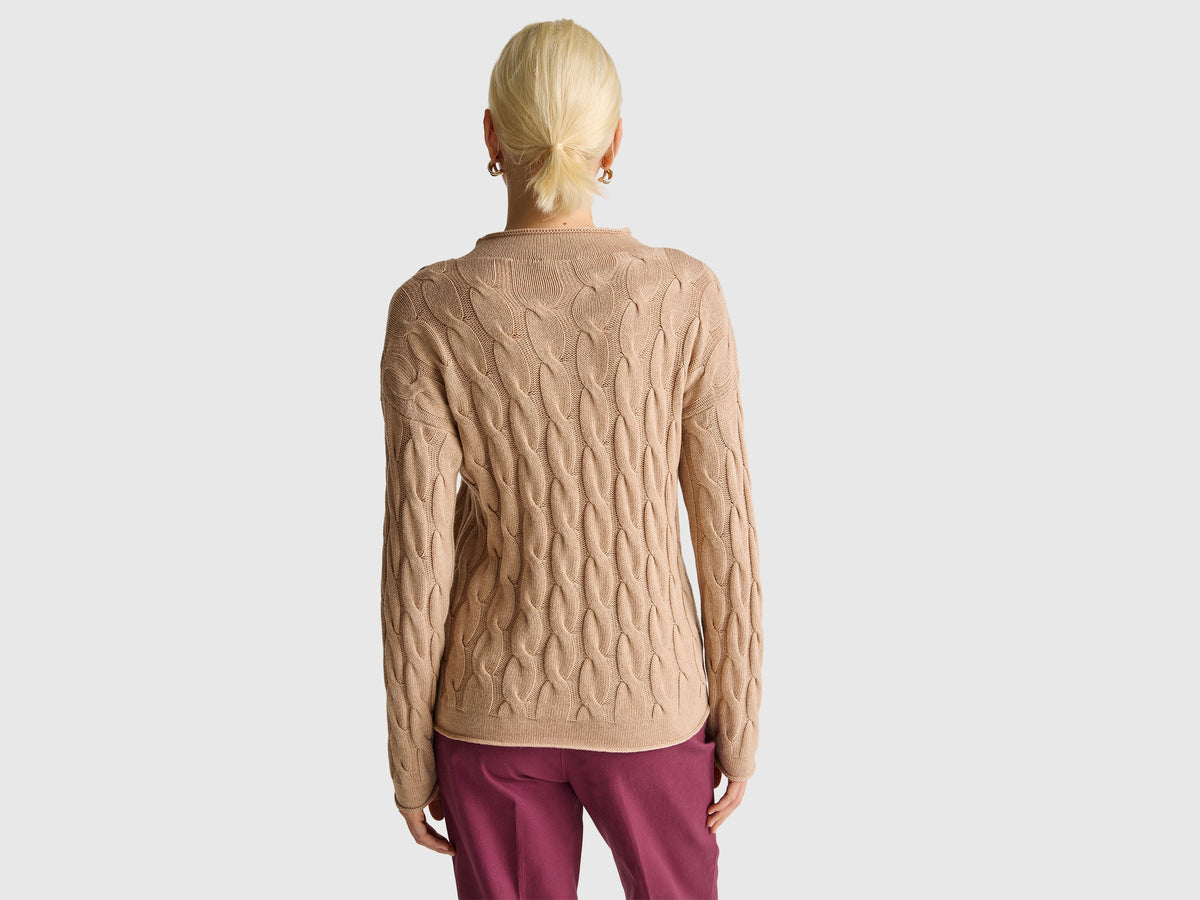 Maglia con trecce in misto cashmere