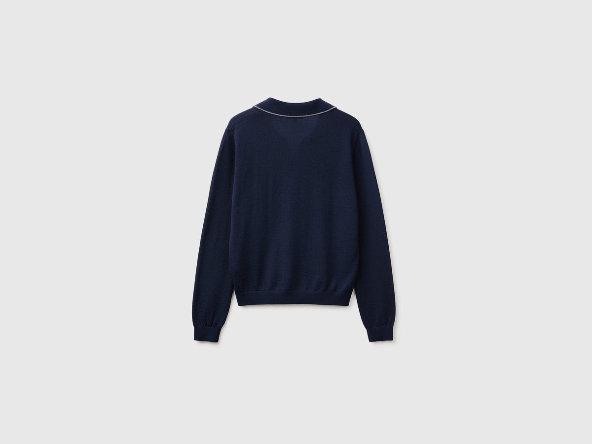 Polo in maglia in pura lana Merino