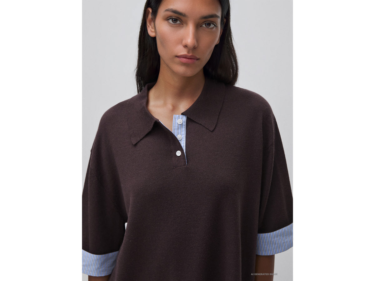 Maglia a polo in misto lana