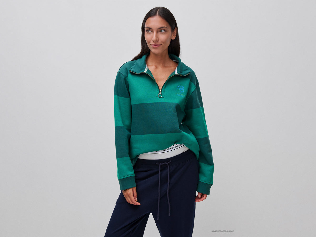 Felpa a righe Benetton Rugby 100% cotone