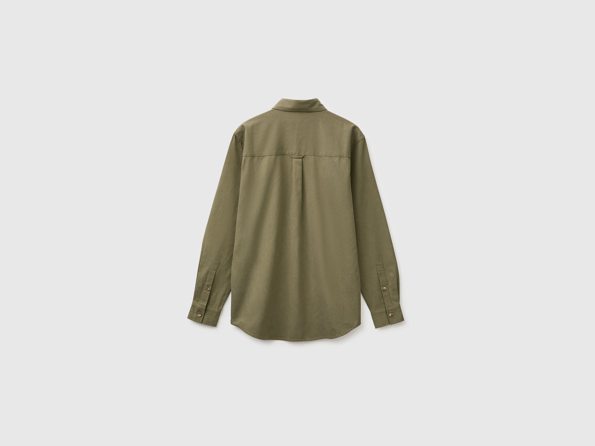 Camicia con taschino in lyocell e cotone