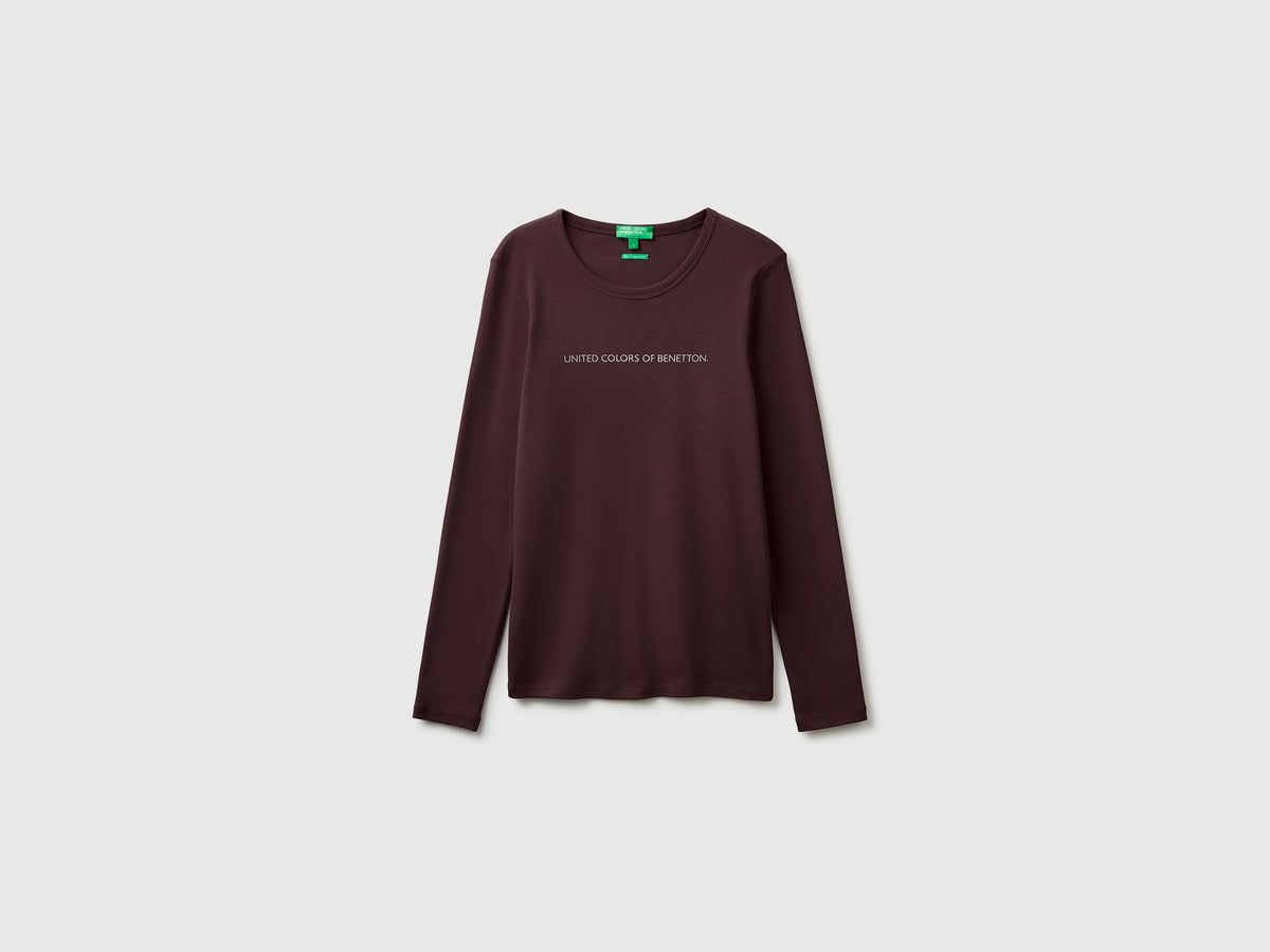 T-shirt manica lunga con logo glitter