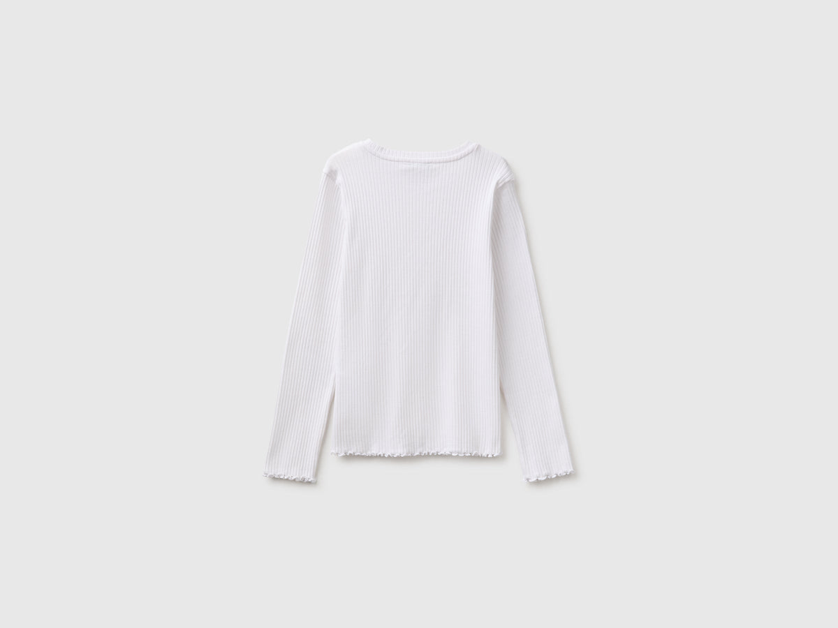 T-shirt a costine in cotone bio stretch