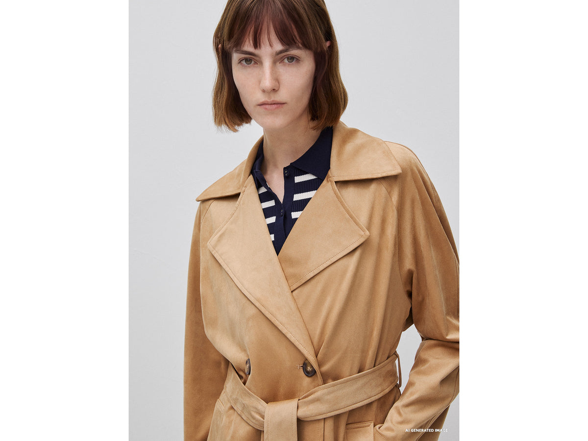 Trench lungo scamosciato