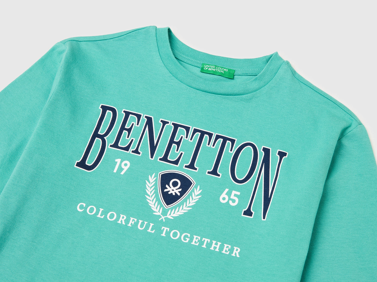 T-shirt con stampa logo in cotone bio