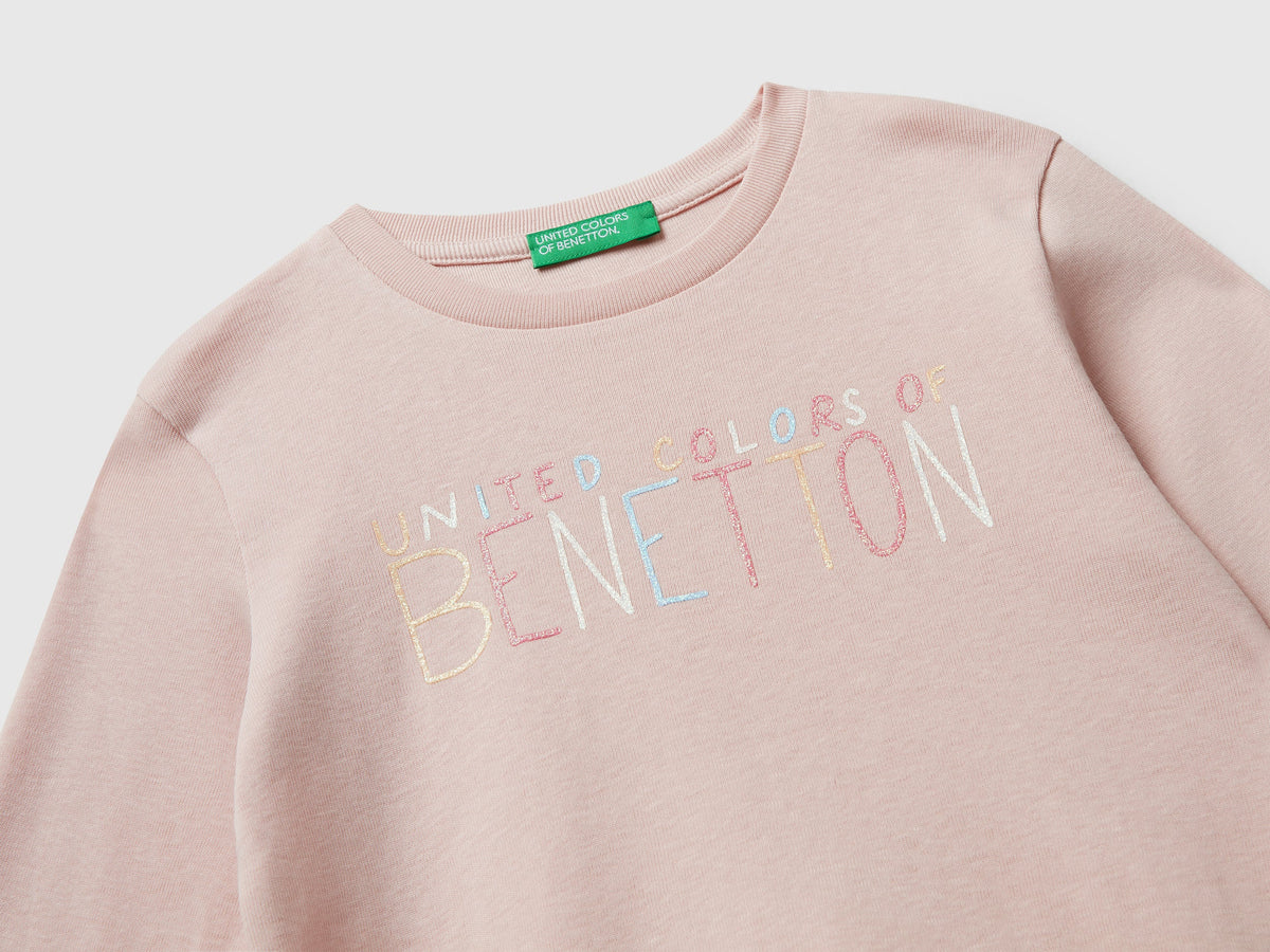 T-shirt con logo glitter in cotone