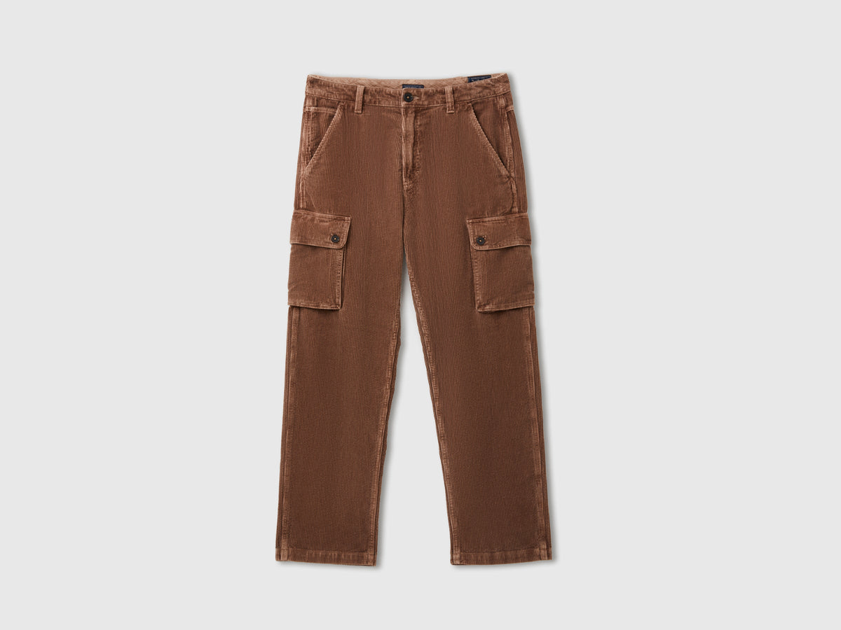 Pantaloni cargo in velluto a coste effetto used