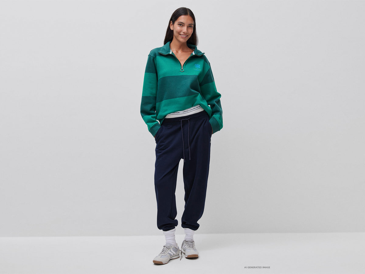 Felpa a righe Benetton Rugby 100% cotone