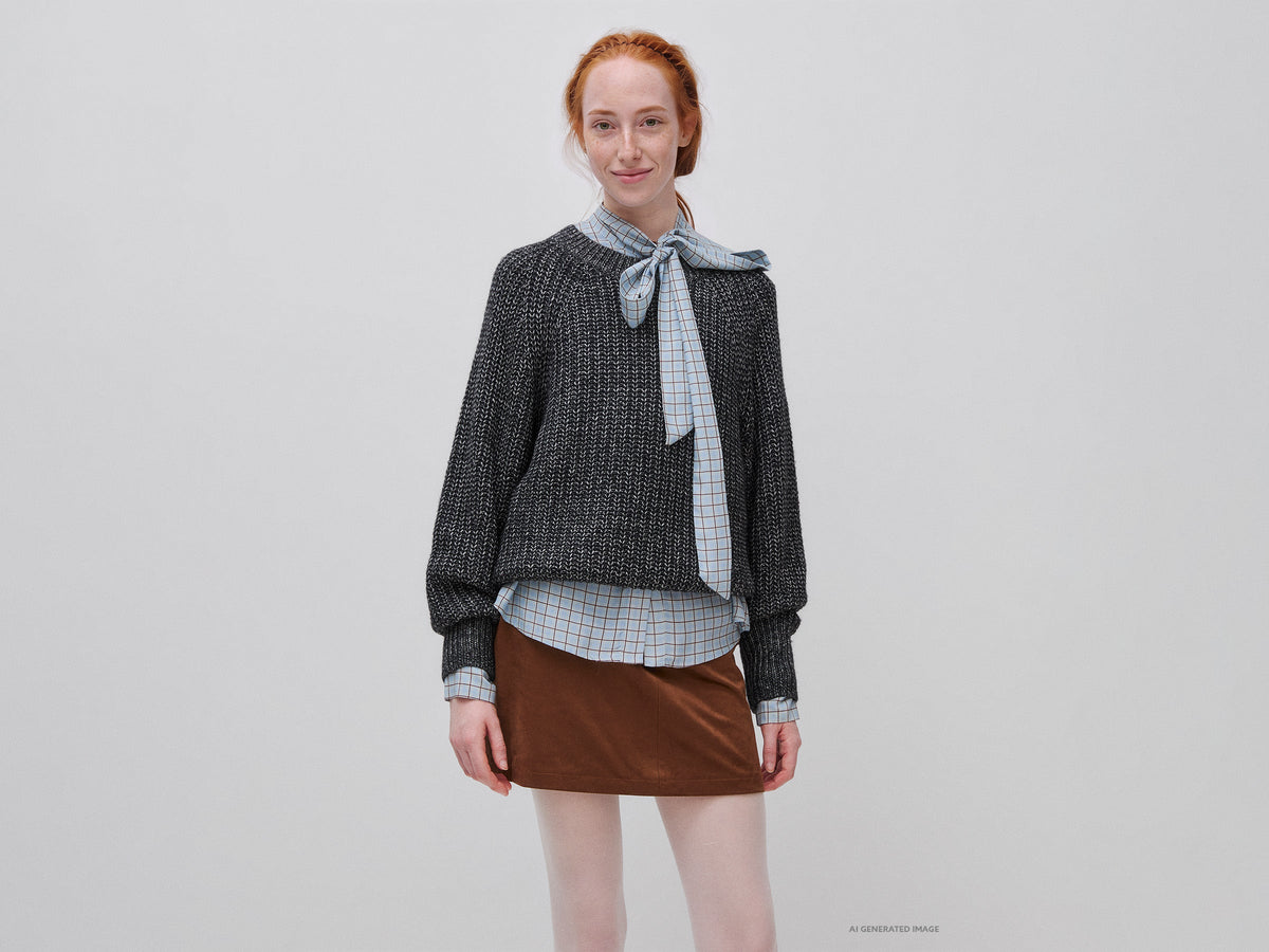 Maglia mélange in misto cotone e lana
