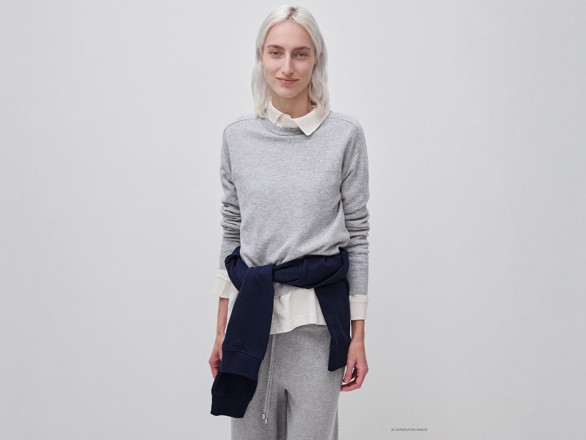 Maglia girocollo in misto cashmere