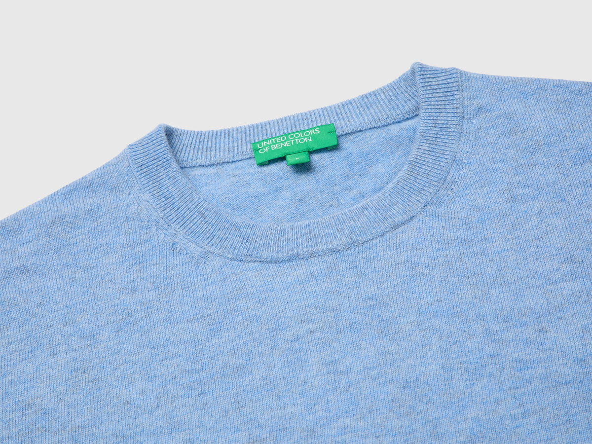 Maglia celeste in pura lana Merino