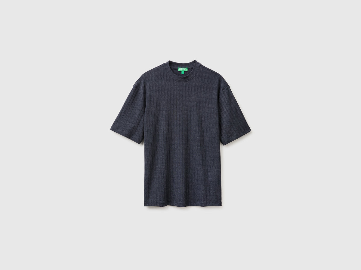 T-shirt a coste in cotone stretch