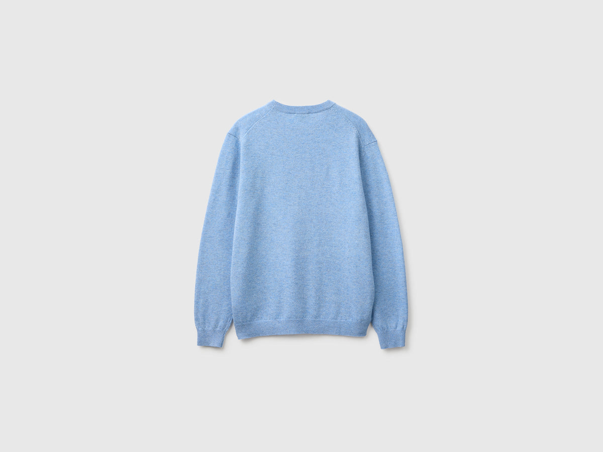 Maglia celeste in pura lana Merino