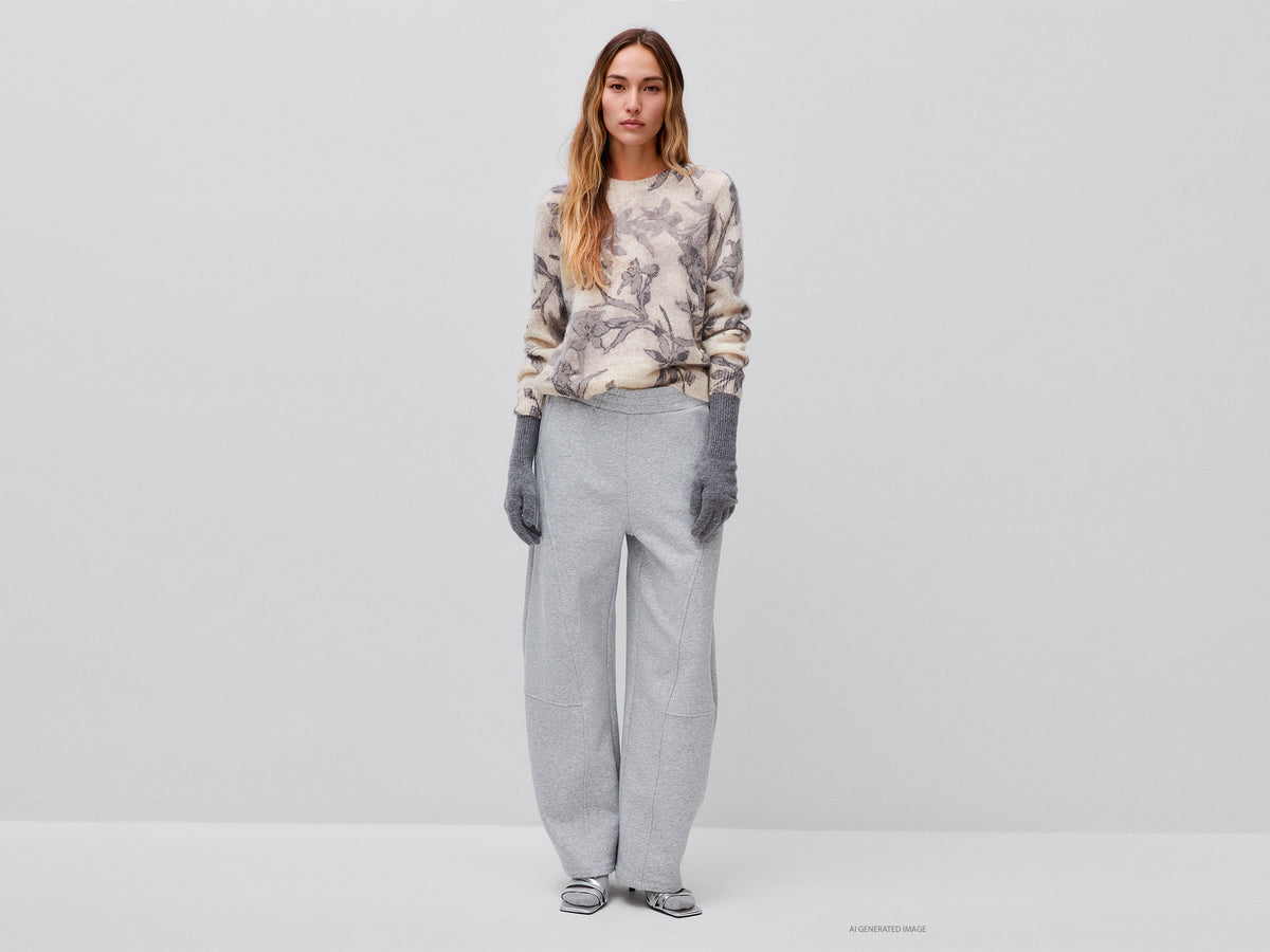 Maglia a fiori in misto mohair e lana
