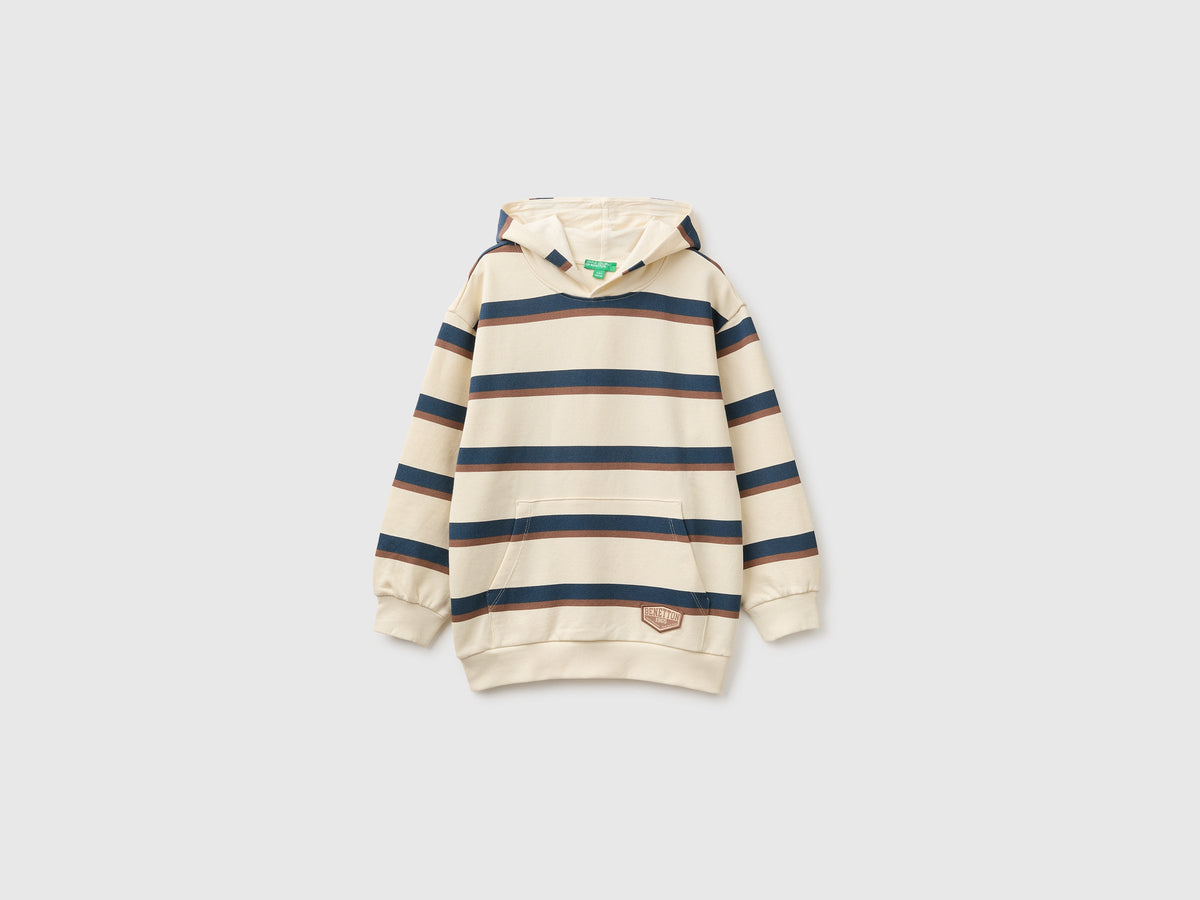 Felpa over fit a righe con cappuccio