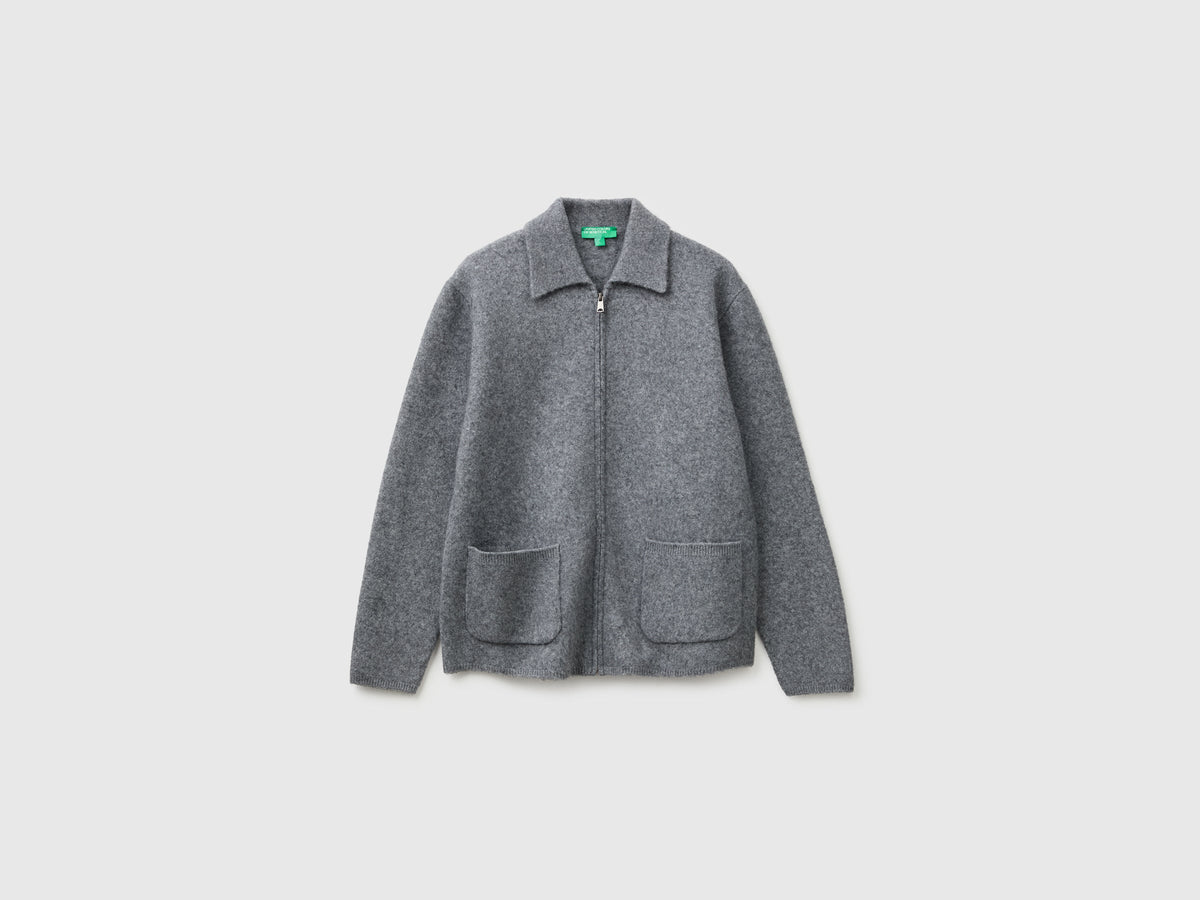 Giacca 100% lana cotta con zip