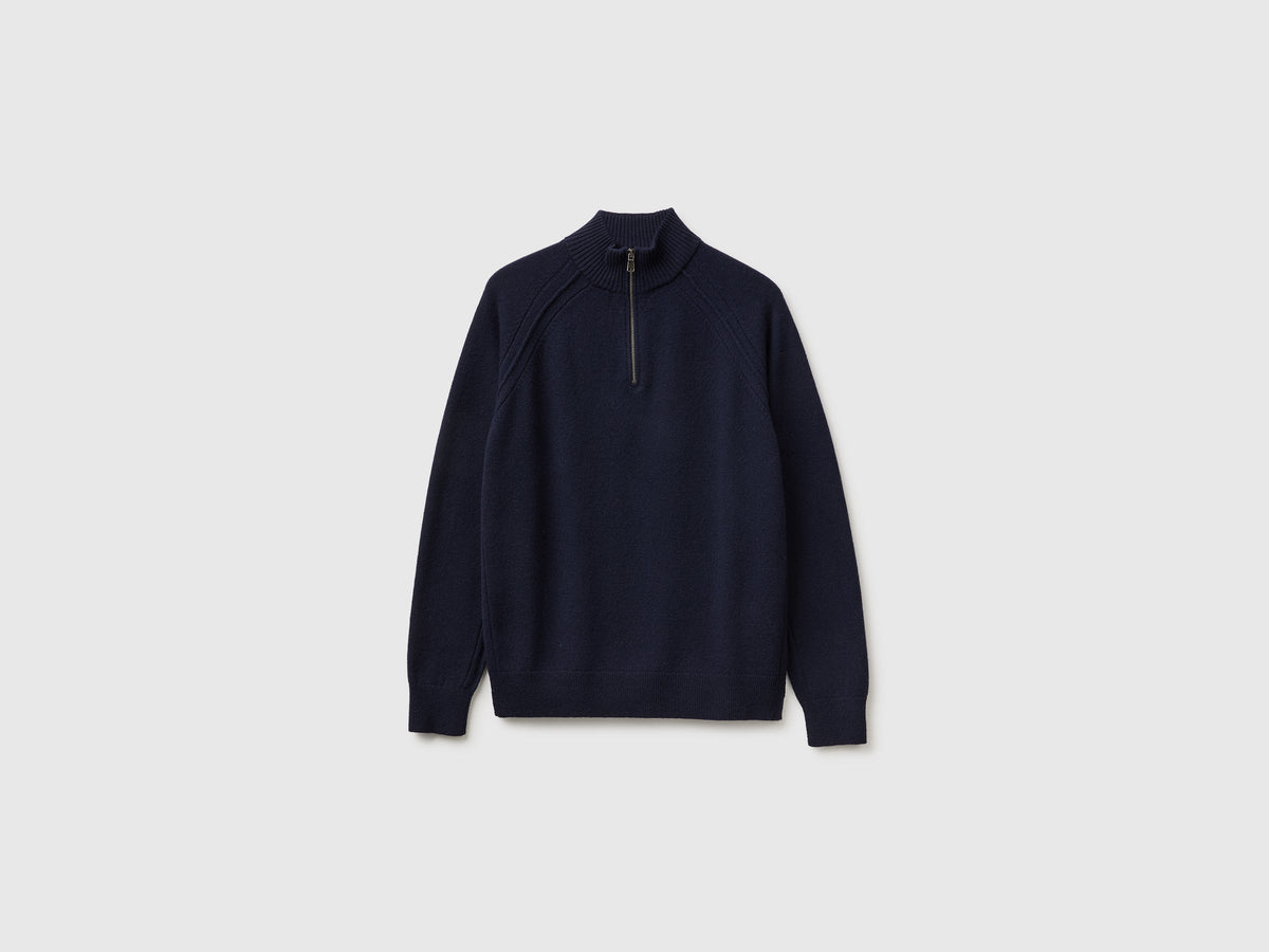 Maglia zippata 100% lana Merino