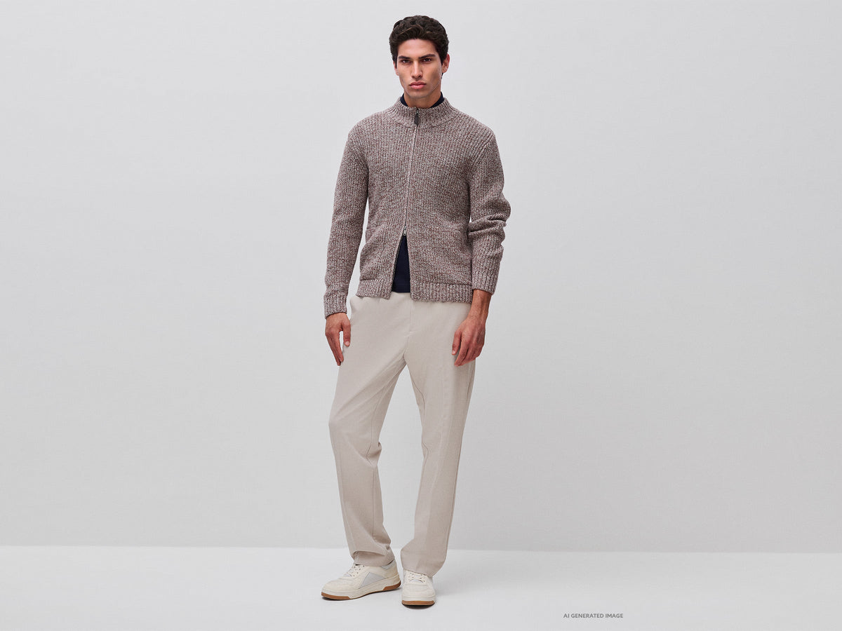 Cardigan con zip in misto lana