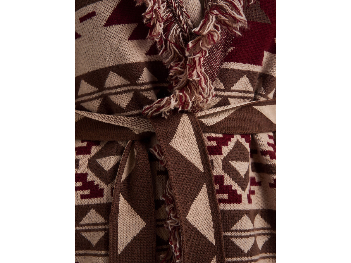 Giacca in maglia jacquard con frange
