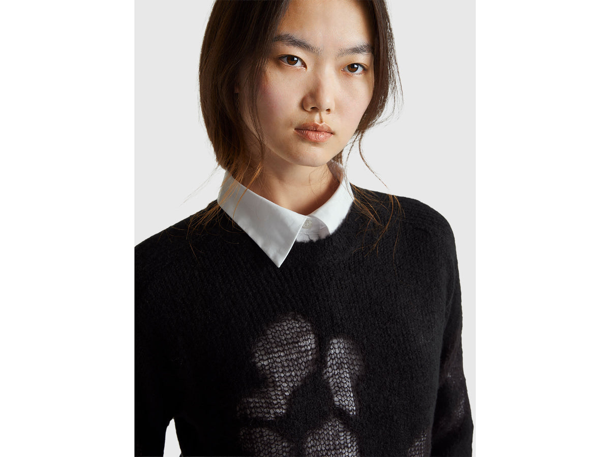 Maglia con intarsio fiori