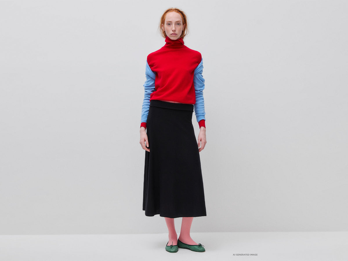 Gonna midi in maglia di misto lana