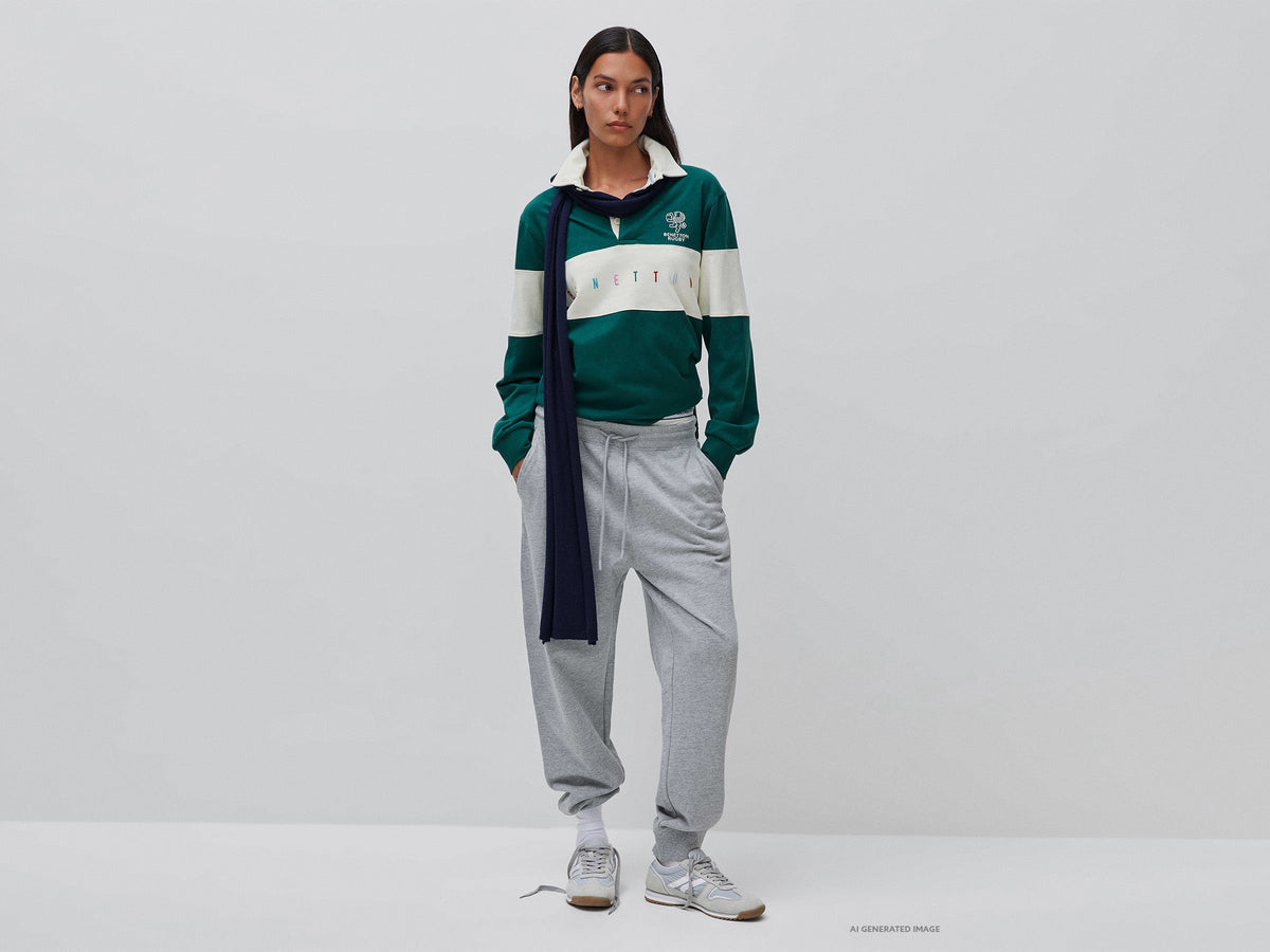 Polo verde scuro Benetton Rugby 100% cotone