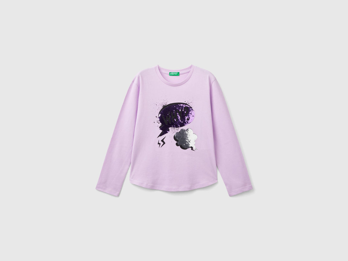 Maglietta con paillettes in cotone bio
