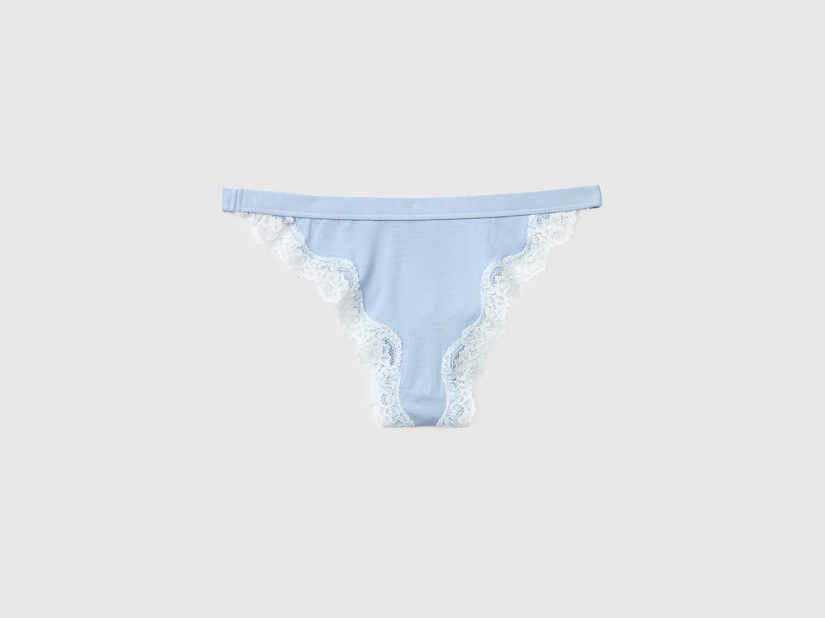 Slip basso in misto seta con pizzo