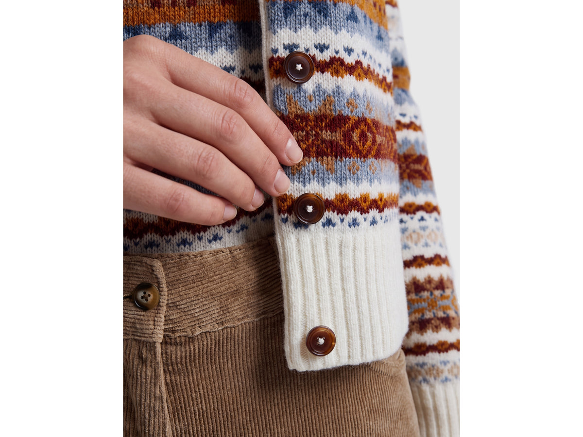 Cardigan jacquard in misto lana