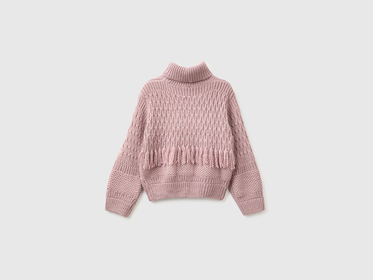 Maglia con frange in misto lana