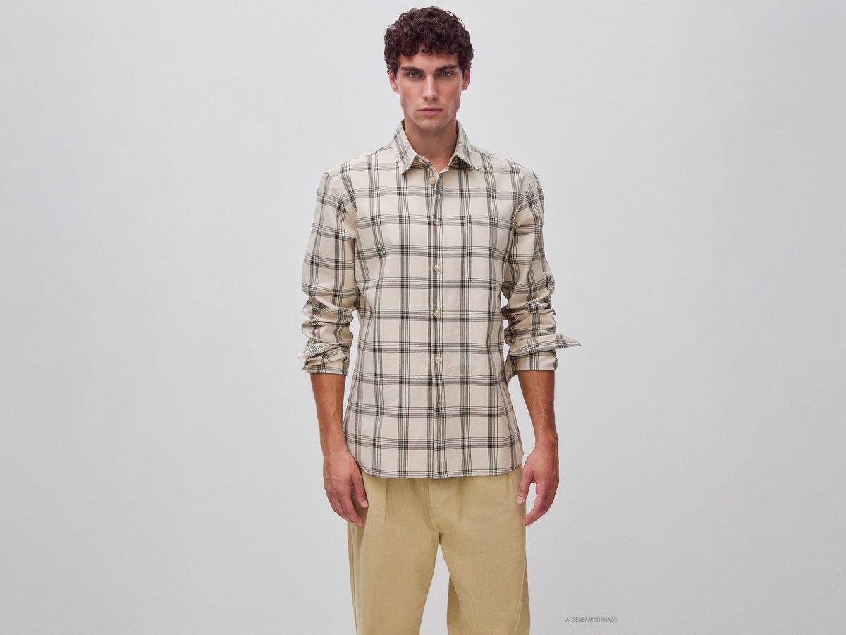 Camicia con taschino in lyocell e cotone