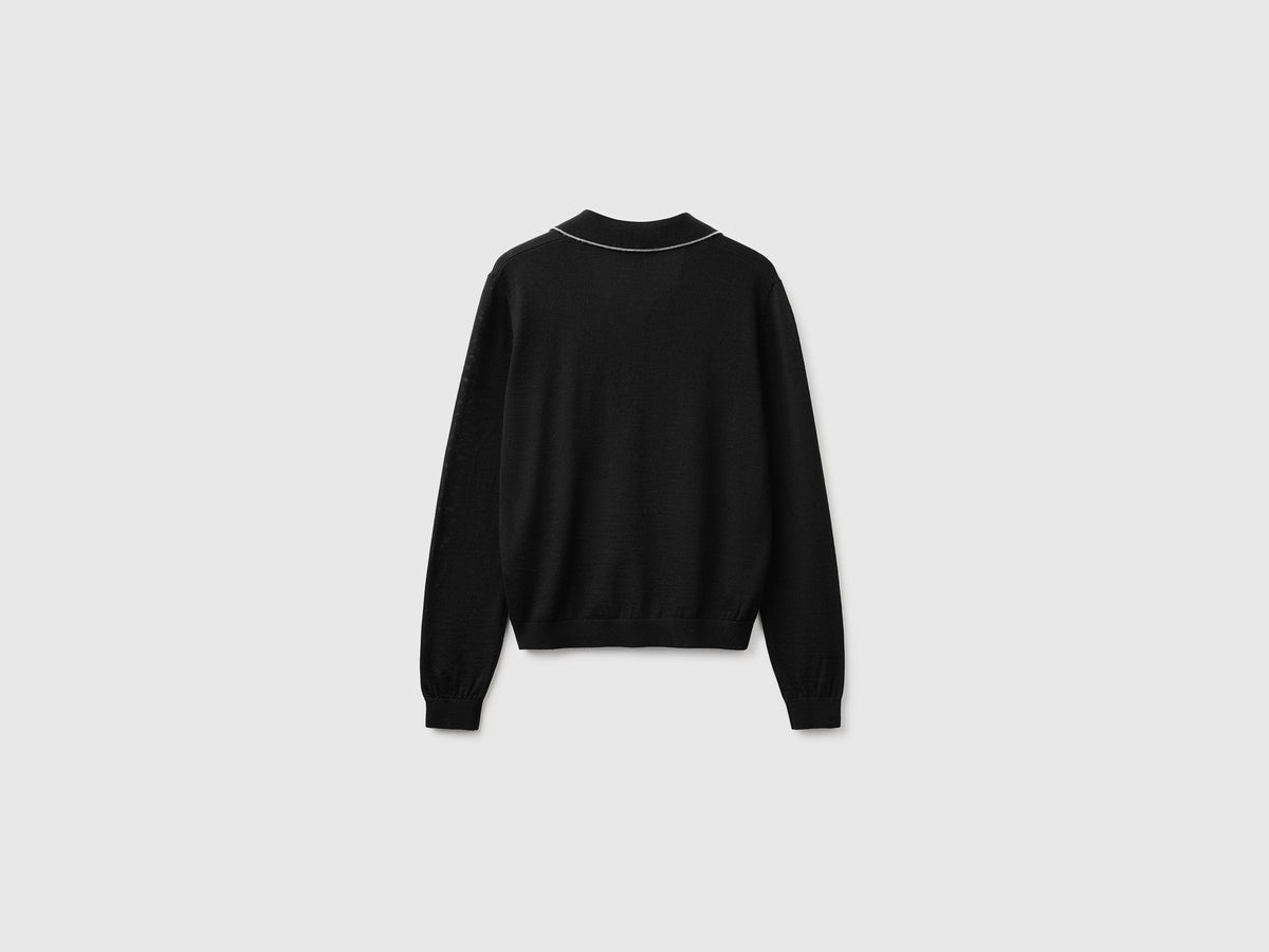 Polo in maglia in pura lana Merino