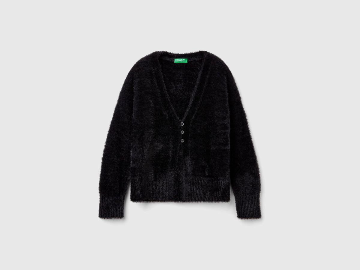 Cardigan in filato peloso