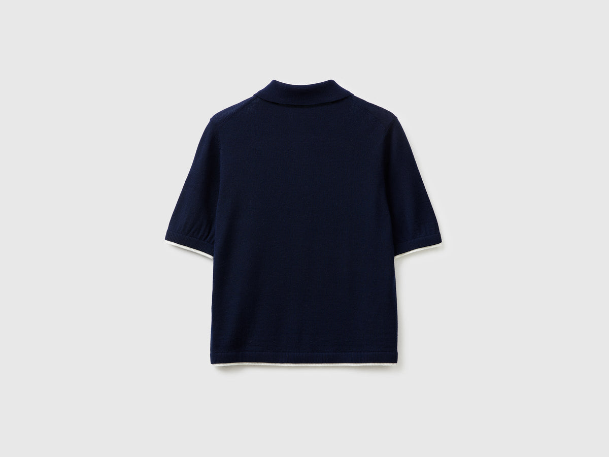 Maglia a polo 100% lana Merino