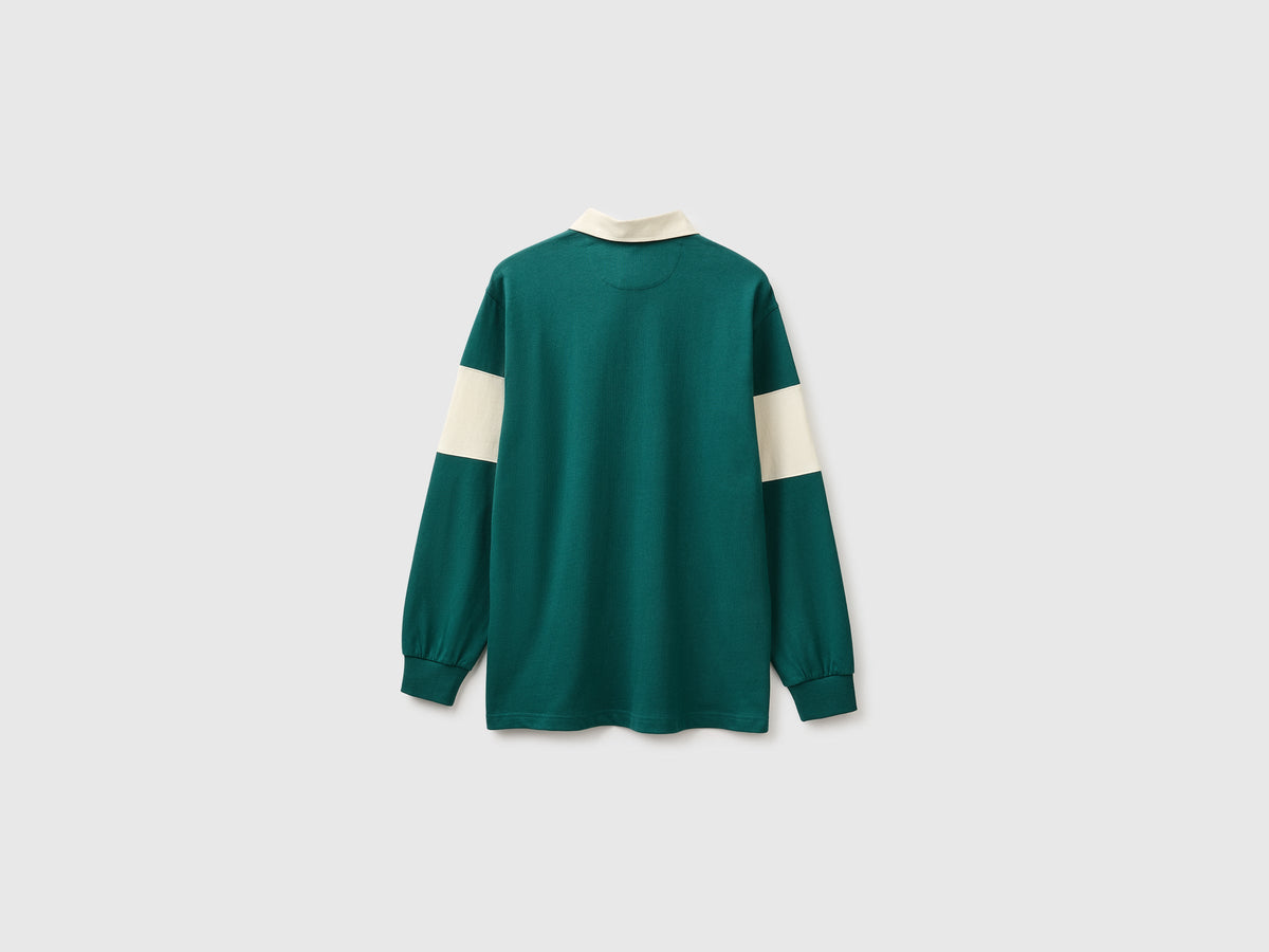 Polo verde scuro Benetton Rugby 100% cotone
